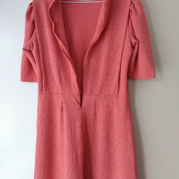 Mennonite Cape Dress 40" Bust 34" Waist Pink Modest Stretchy Textured - Picture 13 of 14